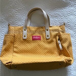 Cath Kidston Mustard Tote with Cream Handles and Pink Logo